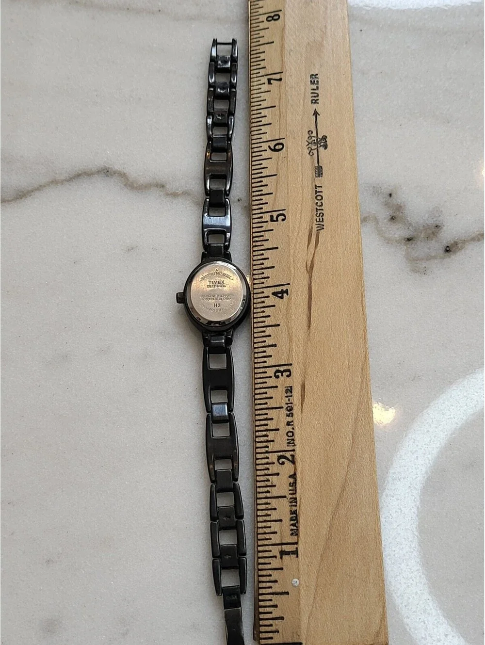Vtg Timex Womens Watch 20mm Black Case With Black Dial & Band Working Clean